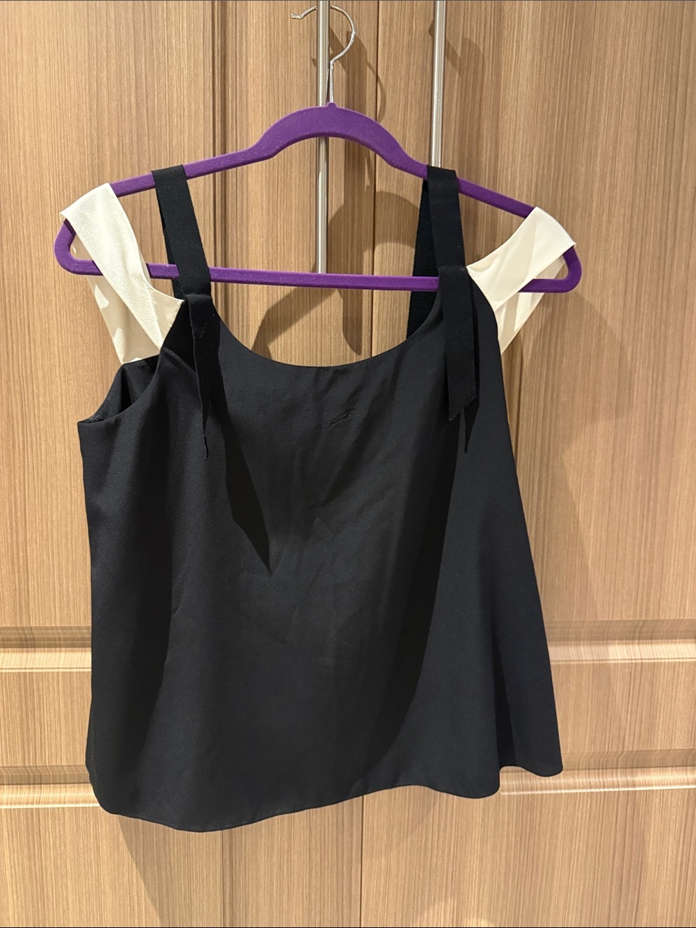 Black Camisole with Cream Tie-Strap Accents
